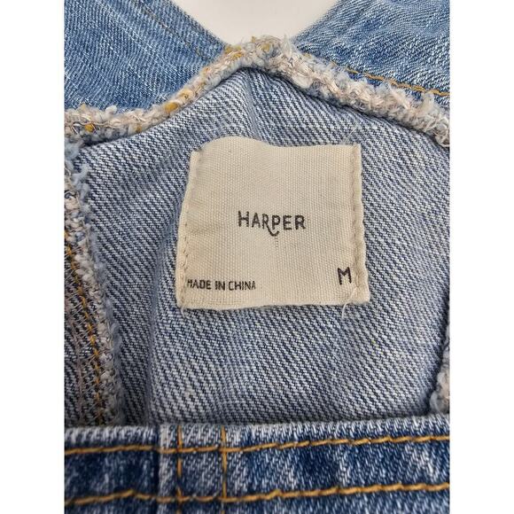 Harper Women's M Cuffed Denim Button Side Shortalls - Picture 4 of 8